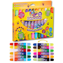 Little Brian Flip Paint Sticks - 12 Flip Paint Sticks with 24 Colours, Twin Tips, Kids Paint Pens Twist Up & Down, Mess-Free Painting, Easy-to-Use
