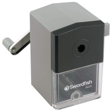 Swordfish ?Ikon? Desktop Manual Pencil Sharpener with Replaceable Helical Blade and Auto Stop Function [40100]