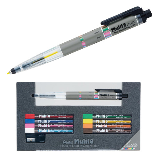 Pentel Pentel Pencil Lead Holder and Lead Set, Multi 8 Set (PH802ST)