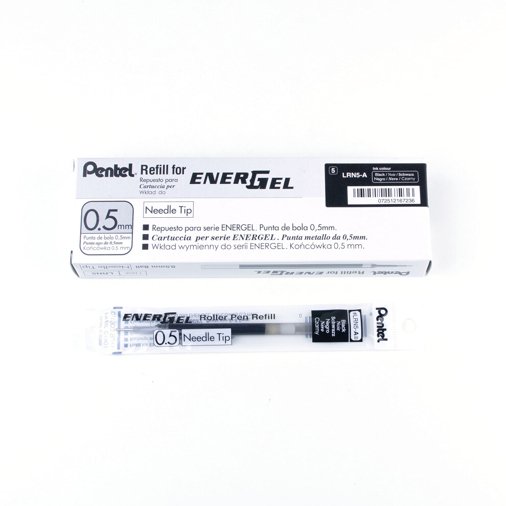 Pentel 0.5Mm Energel Refill - Lrn5-A, 12 Piece Black