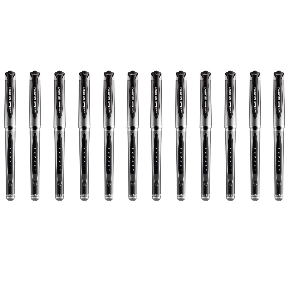 Uni-Ball Uni Ball Capped (Um-153S) Gel Impact Rollerball Pen Ball Point Pens Broad 1Mm Tip Nib 0.6Mm Line Width Ink (Pack Of 12) Black