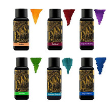 Diamine Fountain Pen Ink 30 ml ? Colour Palette ? 6 x Bottles ? Amber, Oxblood, Imperial Purple, Aurora Borealis, Oxford Blue, Meadow