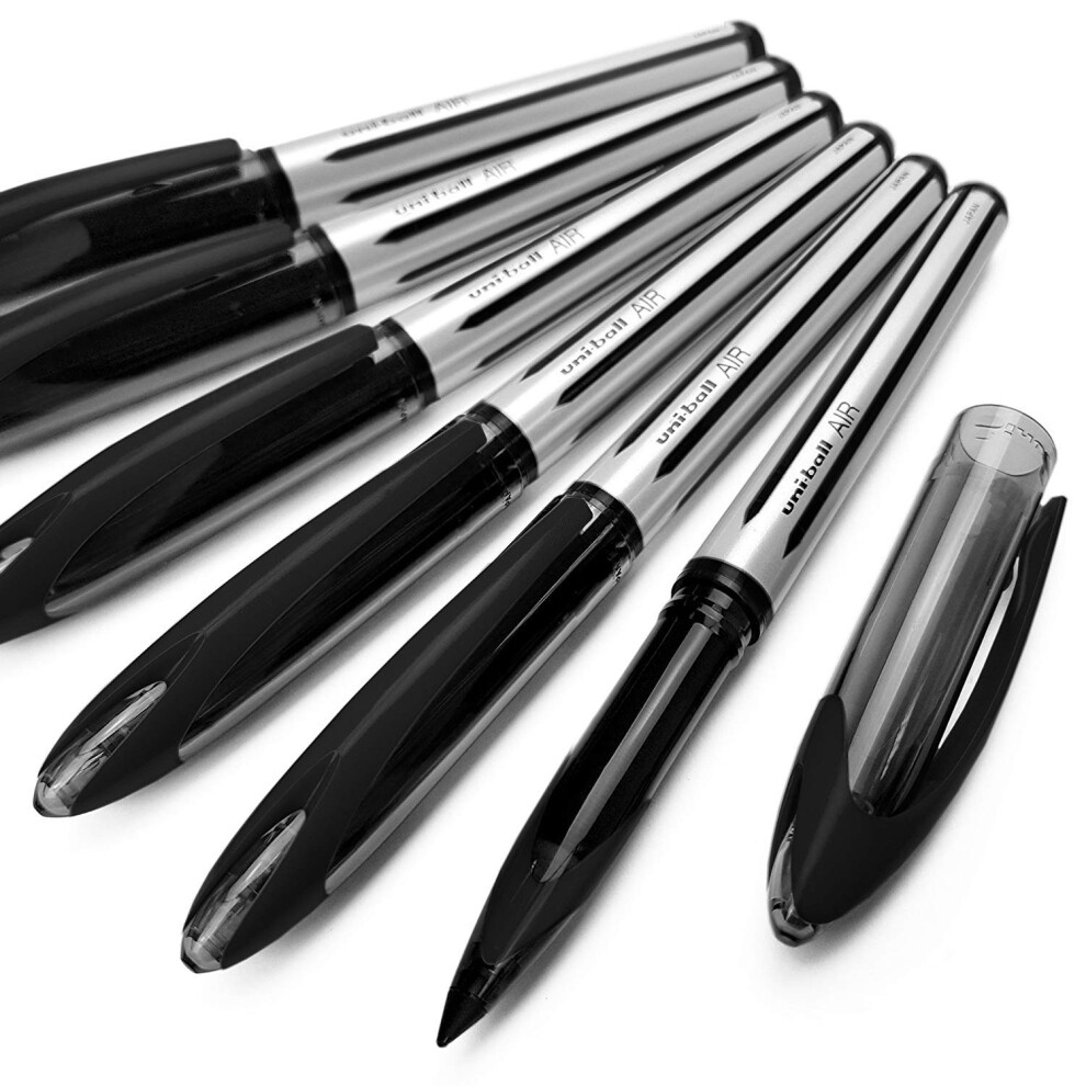 uni-ball AIR - 0.7mm Medium Rollerball - 6 Pack - Black - UBA-188-L