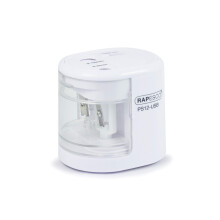 Rapesco 1448 PS12-USB Automatic/Electric Pencil Sharpener with USB or Battery (not Included) Charging, White