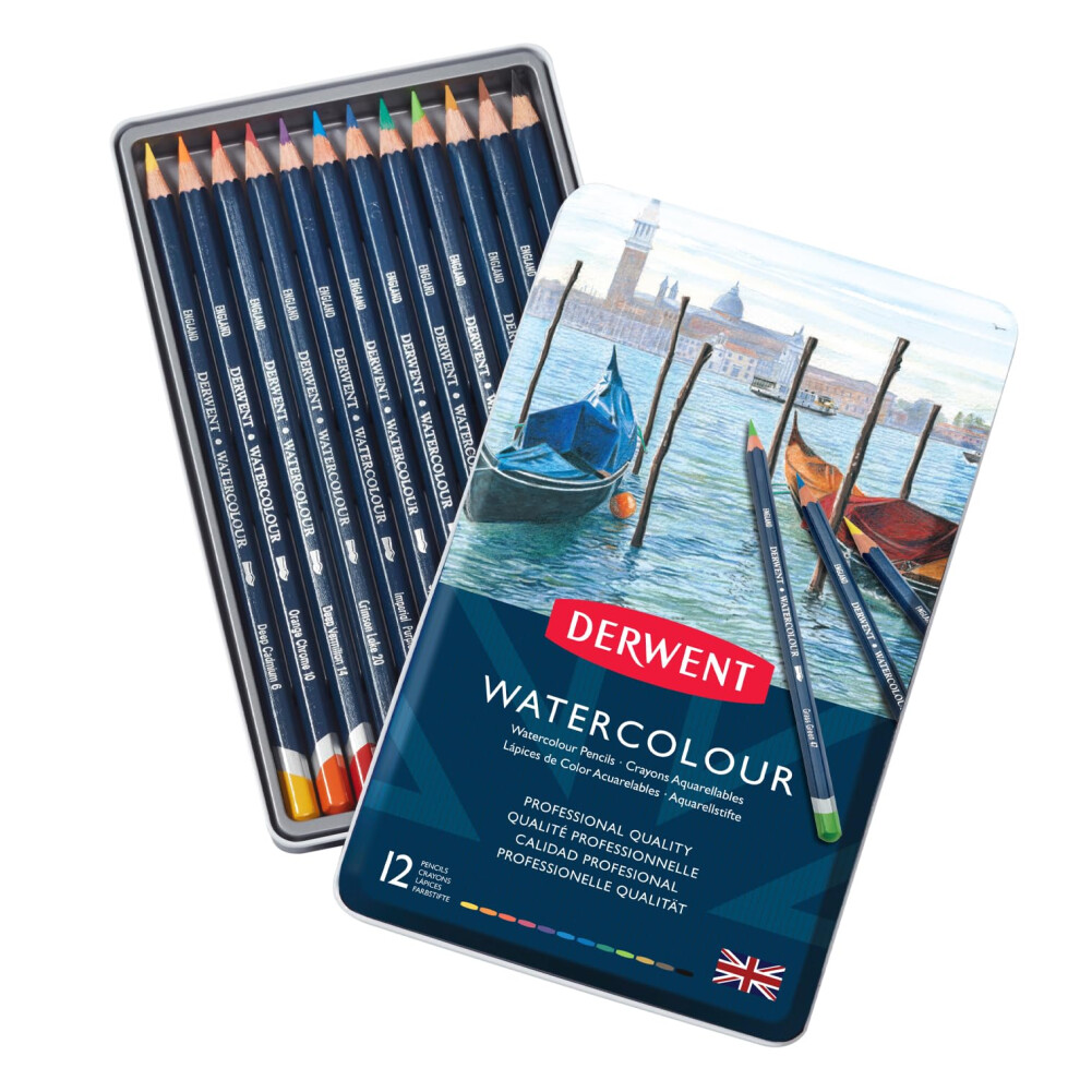 Derwent Watercolour Pencils, Painting & Drawing, Set Of 12, Ideal For Blending & Layering, Professional Quality, 32881