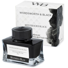 Wordsworth and Black Fountain Pen Ink Bottle (50 ml) Premium Luxury Edition, [Mysterious Black] Fountain Pens Bottled Ink; Classic Designed Bottle