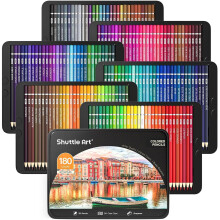 Shuttle Art 180 Colouring Pencils, Soft Core Coloured Pencils Set with 4 Sharpeners, Professional Colour Pencil for Artists Kids Adults Colouring