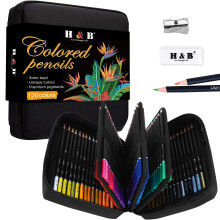 H & B 122Pack Coloured Pencils Drawing Pencil Set Oil Based Artist Pencils Professional Colouring Pencils for Adults Beginners Art Supplies with
