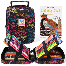 H & B Colouring Pencils 72Pcs Oil Based Coloured Pencils Professional Colouring Pencils Set with Colouring Book Art Set for Adults Artists Beginners