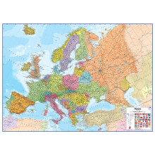 Maps International Large Europe Wall Map (political) - Front Sheet Laminated - 118.9cm (w) x 84.1cm (h)