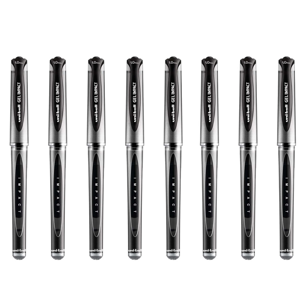 Uni-Ball Um-153S Gel Impact Broad Rollerball Pens - 1Mm Nib, 0.6Mm Line Width - Ink (8) Black