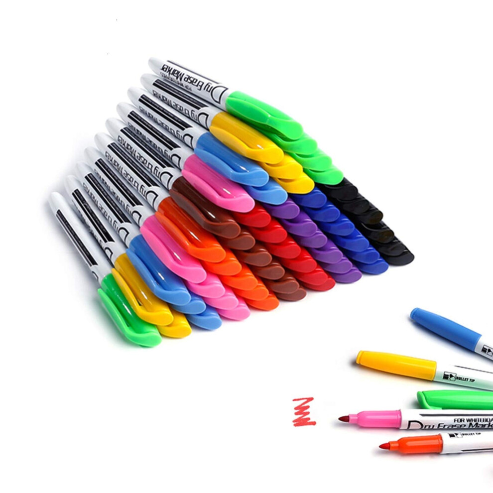 Volcanics 60-Pack Whiteboard Markers, 10 Bold Colors, Fine 1-2mm Tip, Non-Toxic, Low Odor, Dry-Wipe (OP011)