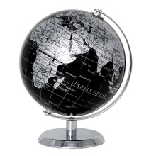 Exerz 14cm World Globe - Mini Globe Educational/Geographic/Modern Desktop Decoration - Stainless Steel Arc and Base - for School, Home, and Office