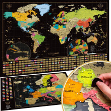 Two Scratch Off Maps - Scratch Off World Map + Europe Map - Deluxe Scratch-Off International Posters with Colourful Countries, Capitals, Cities,