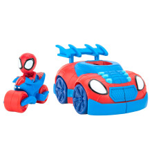 Marvel's Spidey and his Amazing Friends SNF0113 2 n 1 Strike Feature Vehicle-Launch Web Cycle-Must-Have Toy for All Spidey Fans