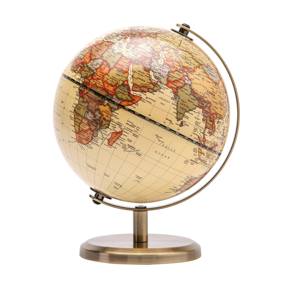 Exerz 14Cm World Globe Mini Antique Globe - Educational/Geographic/Modern Desktop Decoration - 14Cm Diametre Metal Arc And Base Bronzed Colour