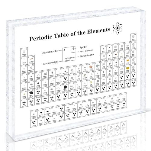 Large Periodic Table with Real Elements Inside, Real Periodic Table of 83 Elements, Acrylic Periodic Table Display with Elements Samples, Chemistry