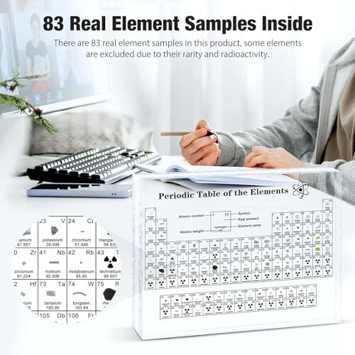 Large Periodic Table with Real Elements Inside, Real Periodic Table of 83 Elements, Acrylic Periodic Table Display with Elements Samples, Chemistry 2