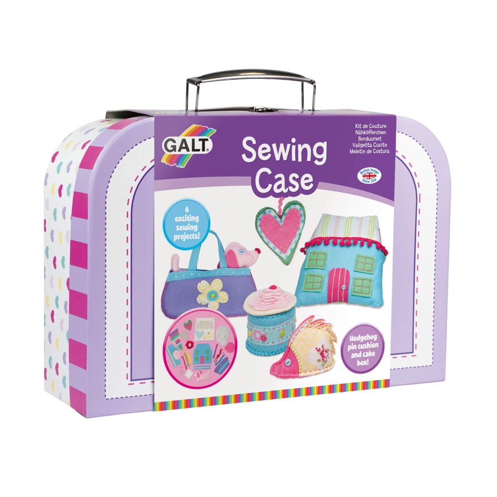 Galt Sewing Case - Creative Cases Childrens Sewing Set - Introduction To Sewing Kit -Learn To Sew Arts And Crafts Kit For Kids - 6 Colourful And Fun Lavender
