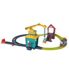 Thomas & Friends Motorized Toy Train Set Fix 'em Up Friends with Carly the Crane & Sandy the Rail Speeder for Preschool Kids Ages 3+ Years, HDY58