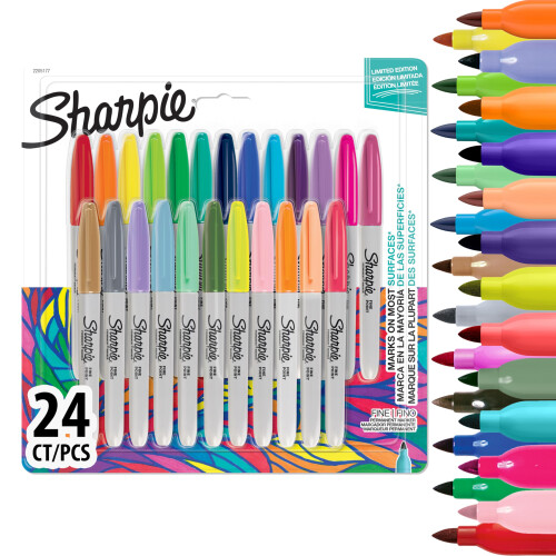 Sharpie Sharpie Permanent Markers | Fine Point Colouring Pens | Assorted Colours | 24 Marker Pens