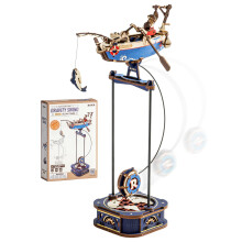 ROKR 3D Puzzle Model kit Gravity Swing Series Boat Wooden Retro Decorative for Adult Model Building Kits Christmas Birthday Gifts for Teens and