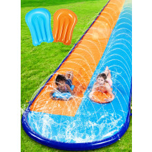 Sloosh 22.5ft x 62in/685.8 * 157.5cm Double Lawn Water Slide, Lawn Waterslide with Sprinkler and 2 Inflatable Boards for Kids and Adults Summer Party