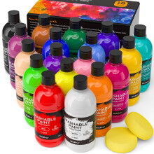 Nicpro 18 Colours Large Acrylic Paint Set for Kids - Washable, Non-Toxic Tempera Paint (8.4oz, 250ml) for Art & Craft, School, Home, Party