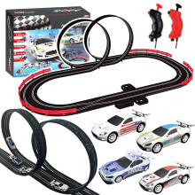 AGM MASTECH Slot Car Race Track Sets with 4 Exquisite Slot Cars, Battery or Electric Car Track, 2 Controllers, Lap Counter, Gift Toys for Boys and