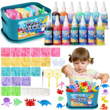 Sanlebi Aqua Fairy Water Gel Kit DIY Toys, 46 PCS Magic Water Elf Kit, Aqua Gelz Kits for Kids, 20 Molds & 14 Gels, Educational Gift for Boys Gifts