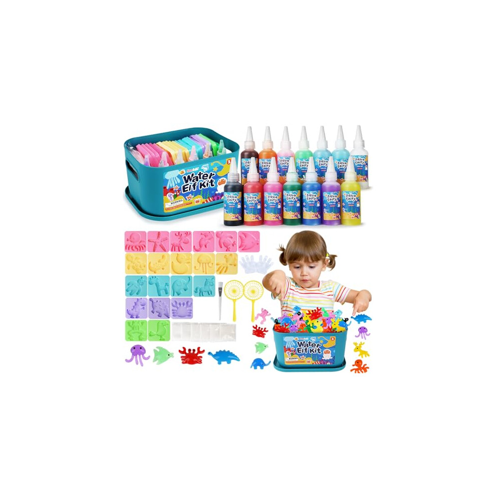 Sanlebi Aqua Fairy Water Gel Kit Diy Toys, 46 Pcs Magic Water Elf Kit, Aqua Gelz Kits For Kids, 20 Molds & 14 Gels, Educational Gift For Boys Gifts