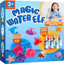 Magic Water Elf Kit - Water Gel Kit for Kids -10 Colours Aqua Fairy Gel with 8 Marine Animals Molds-Squishy Maker Kit for Kids Age 4 5 6 7 8 (4
