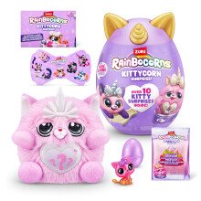 Rainbocorns Kittycorn Surprise Series 2, Chai the Chinchilla Cat - Collectible Plush - 10 Surprises to Unbox, Peel and Reveal Heart, stickers, Ages 3+