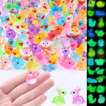 XOYTN 130PCS Mini Luminous Resin Animals?19 Styles Tiny Resin Animals Miniature Mini Little Small Plastic Animals Figures Glow in the Dark for Micro