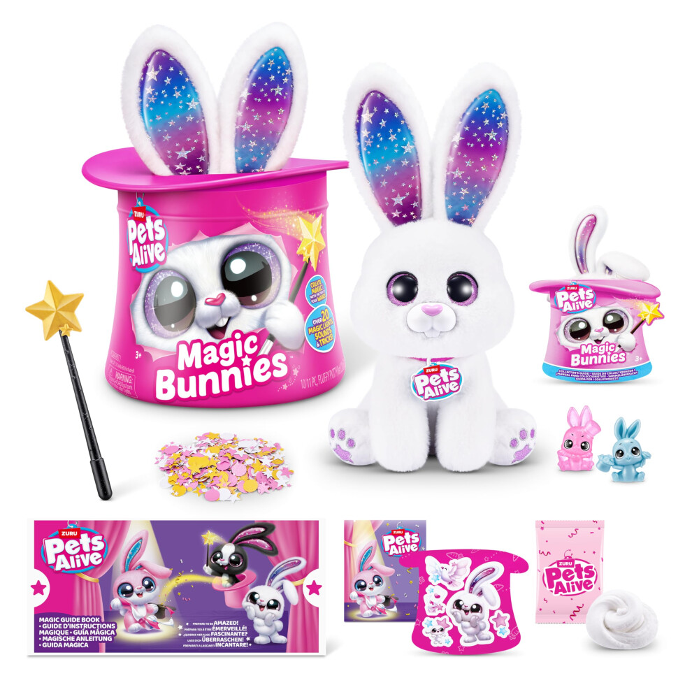 Pets Alive Magic Bunnies Bunny (Pearl) By Zuru Electronic Plush Unboxing Surprise Interactive Magic Toy White