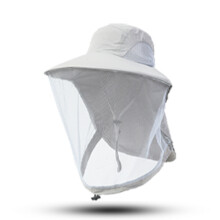 (55-60CMVaalean harmaa)Unisex-kesäinen hyönteissuojahattu miehille kasvojen kaulansuoja Bucket Hat Outdoor Jungle