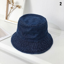 -2Kesä Denim Kangas Bucket Hatut Puhdas väri mokkanahka Panama Hat Outdoor Cotton Fisherman Hat Unisex aurinkovoide