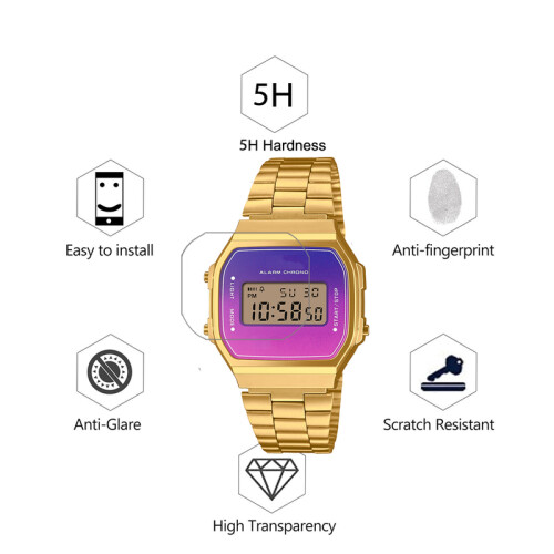 (A168WER) 3 pcs Explosion-proof screen protector for Casio A168WER A168WERB A168WERG PET Watch screen 1