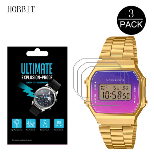 (A168WER) 3 pcs Explosion-proof screen protector for Casio A168WER A168WERB A168WERG PET Watch screen