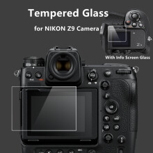 (2 SET) Z9 Kamera gehärtetes Glas, selbstklebendes Schutzglas für Nikon Z 9 Kopf-LCD-Bildschirm + Film