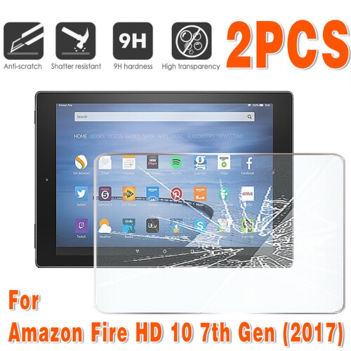 (Fire 10 2017 7th generation) 2 pcs tablet tempered glass screen protector for Amazon fire HD 8 10th