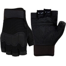 (L Schwarz) Fingerlose taktische Handschuhe Knöchelschutz Atmungsaktive Outdoor-Militärhandschuhe zum Schießen