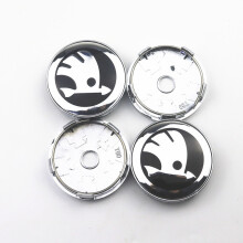 (Voor Skoda Silver) 4 stuks 60 mm auto wielnaaf stickers velg naafkap embleem badge sticker Skoda Octavia