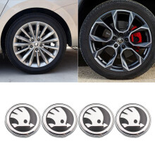 4 stuks/partij 60mm wielnaaf naafkap zwart zilver pijl logo afdekking 6 clips voor Skoda Octavia Superb Rapid
