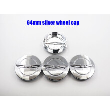 (Chrysler 64 Silver) 4 pezzi di coprimozzo per cerchione con logo Chrysler, distintivo per riparazione cerchione