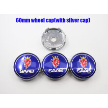 (SAAB 60 blauw) 4 stuks Saab 9-3 Logo auto-identificatie Wielnaafdop Automatische velgreparatie Stofdicht