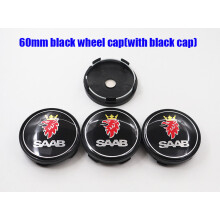 (SAAB 60 zwart) 4 stuks Saab 9-3 Logo auto-ID Wielnaafdop Automatische velgreparatie Stofdicht