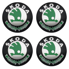 (56mm Groen) 4 stuks Auto Wielnaaf Naafdeksel Embleem Stickers Accessoires Skoda Rapid Octavia Fabia