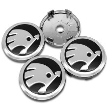 (60MM Silber) 4 Stück Auto Radnabenkappen Felgendeckel ID Aufkleber Zubehör Skoda Rapid Octavia Fabia