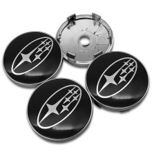 (60 mm, schwarz) 4 Stück Auto-Radnabenkappen, Aufkleber, Felgenabdeckung, Automarken-Emblem-Design, Subaru STI